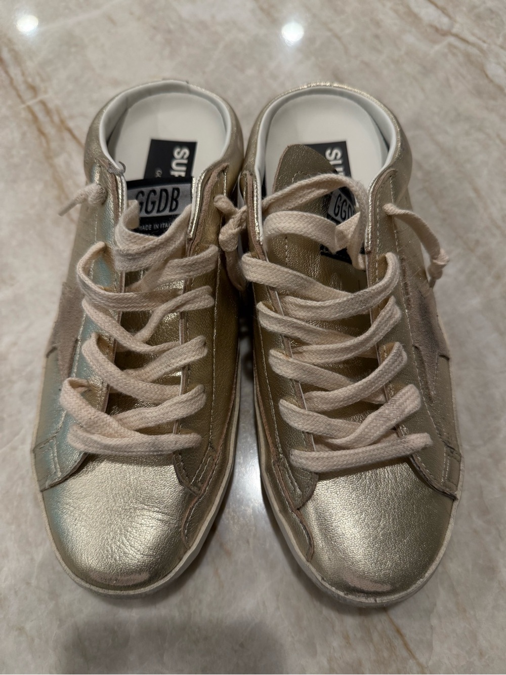 Metallic Gold Golden Goose mule sneakers - like new
